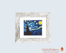 Mini cross stitch pattern ART -The Starry Night- by Vincent van Gogh Famous painting cross stitch PDF pattern Small Tiny Miniature art