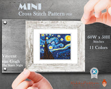 Mini cross stitch pattern Modern tiny art The Starry Night by Vincent van Gogh Famous painting Small miniature art printable pattern pdf