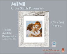 Mini cross stitch pattern Tiny modern art - The First Kiss Tears - by Bouguereau Mini masterpiece Tiny famous painting Miniature art PDF