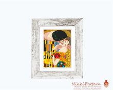 Mini cross stitch pattern Modern tiny art - The Kiss - by Gustav Klimt Famous art Tiny miniature painting cross stitch easy PDF pattern