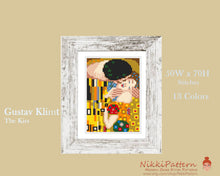 Mini cross stitch pattern Modern tiny art - The Kiss - by Gustav Klimt Famous art Tiny miniature painting cross stitch easy PDF pattern