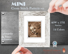 Mini cross stitch pattern Modern tiny art - La Scapigliata - by Leonardo da Vinci Famous art Tiny miniature painting cross stitch Easy PDF