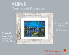 Mini cross stitch pattern Modern tiny art - Starry Night Over The Rhone - by Van Gogh Famous art Tiny miniature painting xstitch Easy PDF