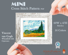 Mini cross stitch pattern Modern tiny art - Wheatfield with Cypresses by Vincent van Gogh  Famous art Tiny miniature painting Easy PDF