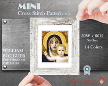 Mini Cross Stitch Pattern Art -The Madonna of the Lilies By Bouguereau Famous painting cross stitch PDF pattern Small Tiny Miniature picture