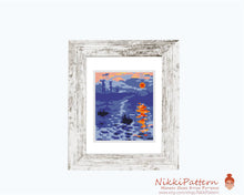 Mini cross stitch pattern Modern tiny art - Sunrise - by Monet Famous art Tiny miniature painting xstitch Easy printable PDF pattern