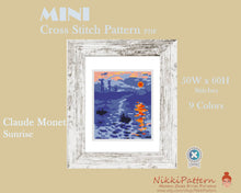 Mini cross stitch pattern Modern tiny art - Sunrise - by Monet Famous art Tiny miniature painting xstitch Easy printable PDF pattern