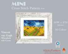 Mini cross stitch pattern Modern tiny art - Wheatfield with Crows by Vincent van Gogh  Famous art Tiny miniature landscape painting Easy PDF