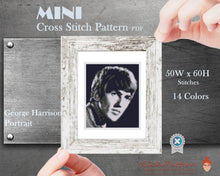 Mini cross stitch pattern Modern tiny art - George Harrison Portrait - Beatles Famous art Tiny miniature picture painting Small canvas art