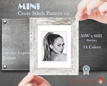 Mini cross stitch pattern Modern tiny art - Jennifer Lopez J.Lo Portrait Famous actress Tiny miniature painting cross stitch easy PDF chart