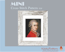 Mini Cross Stitch Pattern ART - Mozart Portrait- Famous painting cross stitch PDF pattern Composer Small Tiny Miniature Easy hand Embroidery