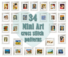 Mini Cross Stitch Pattern ART - Sunflowers- by Vincent van Gogh Famous painting cross stitch PDF pattern Small Tiny Miniature art Embroidery