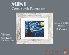 Mini cross stitch pattern Modern tiny art The Starry Night by Vincent van Gogh Famous painting Small miniature art printable pattern pdf