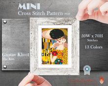 Mini cross stitch pattern Modern tiny art - The Kiss - by Gustav Klimt Famous art Tiny miniature painting cross stitch easy PDF pattern