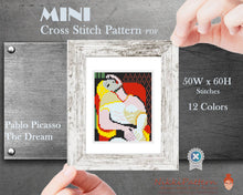 Mini cross stitch pattern Modern tiny art - The Dream - by Pablo Picasso Famous art Tiny miniature painting cross stitch Easy PDF pattern