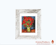 Mini cross stitch pattern Modern tiny art - Vase with Poppies by Vincent van Gogh Famous art miniature painting Easy beginner PDF chart