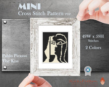 Mini cross stitch pattern Modern tiny art - The Kiss - by Pablo Picasso Famous art Tiny miniature painting cross stitch easy PDF pattern