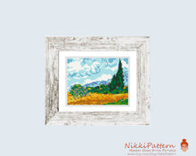 Mini cross stitch pattern Modern tiny art - Wheatfield with Cypresses by Vincent van Gogh  Famous art Tiny miniature painting Easy PDF