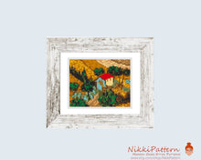 Mini cross stitch pattern Art Modern tiny - Valley with Ploughman Seen from Above by Vincent van Gogh  Famous art miniature painting Easy