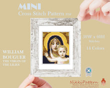 Mini Cross Stitch Pattern Art -The Madonna of the Lilies By Bouguereau Famous painting cross stitch PDF pattern Small Tiny Miniature picture