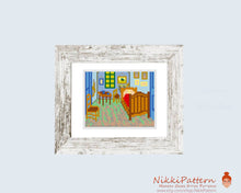 Mini cross stitch pattern Modern tiny art - Bedroom in Arles by Vincent van Gogh Famous art Small miniature painting Easy beginner PDF