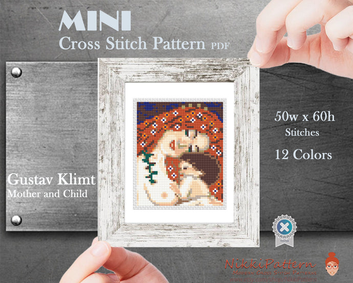 Mini cross stitch pattern Modern tiny art - Mother and Child by Vincent van Gogh Famous art Tiny miniature painting Love embroidery Easy PDF