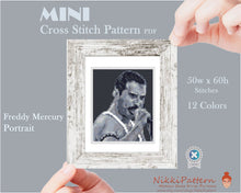 Mini cross stitch pattern Modern tiny art - Freddie Mercury Portrait - Queen singer Tiny miniature picture painting Small frame art