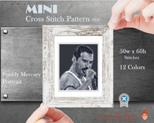 Mini cross stitch pattern Modern tiny art - Freddie Mercury Portrait - Queen singer Tiny miniature picture painting Small frame art