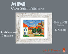 Mini cross stitch pattern Art Modern tiny - Gardanne - by Paul Cezanne Famous art miniature landscape painting Easy Instant download PDF