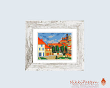 Mini cross stitch pattern Art Modern tiny - Gardanne - by Paul Cezanne Famous art miniature landscape painting Easy Instant download PDF