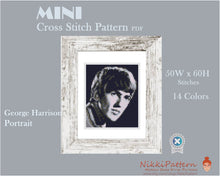 Mini cross stitch pattern Modern tiny art - George Harrison Portrait - Beatles Famous art Tiny miniature picture painting Small canvas art