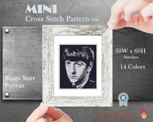 Mini cross stitch pattern Modern tiny art - Ringo Starr Portrait - Beatles Famous art Tiny miniature picture painting Small canvas art Easy