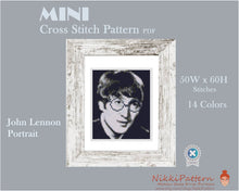 Mini cross stitch pattern Modern tiny art - John Lennon Portrait - Beatles Famous art Tiny miniature picture painting Small canvas art Easy