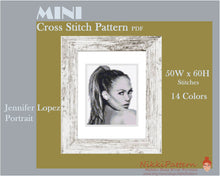 Mini cross stitch pattern Modern tiny art - Jennifer Lopez J.Lo Portrait Famous actress Tiny miniature painting cross stitch easy PDF chart