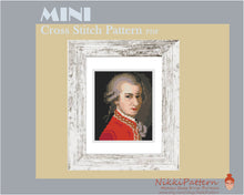 Mini Cross Stitch Pattern ART - Mozart Portrait- Famous painting cross stitch PDF pattern Composer Small Tiny Miniature Easy hand Embroidery