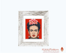 Mini cross stitch pattern Modern tiny art - Frida Kahlo portrait Famous painting Tiny miniature picture painting Easy cross stitch PDF