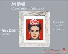 Mini cross stitch pattern Modern tiny art - Frida Kahlo portrait Famous painting Tiny miniature picture painting Easy cross stitch PDF