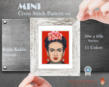 Mini cross stitch pattern Modern tiny art - Frida Kahlo portrait Famous painting Tiny miniature picture painting Easy cross stitch PDF