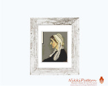 Mini Cross Stitch Pattern ART - Whistler's Mother By James McNeill Whistler painting cross stitch PDF pattern Small Tiny Miniature art