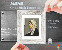 Mini Cross Stitch Pattern ART - Whistler's Mother By James McNeill Whistler painting cross stitch PDF pattern Small Tiny Miniature art