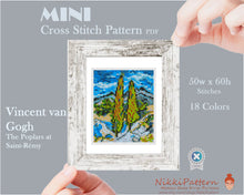 Mini cross stitch pattern Modern tiny art - The Poplars at Saint-Remy by Vincent van Gogh Famous art miniature painting Easy beginner PDF