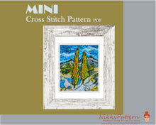 Mini cross stitch pattern Modern tiny art - The Poplars at Saint-Remy by Vincent van Gogh Famous art miniature painting Easy beginner PDF