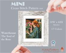 Mini cross stitch pattern Modern tiny art - The Soul of the Rose - by Waterhouse Small famous artwork Mini embroidery PDF