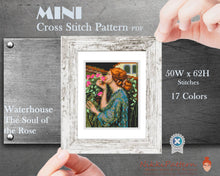 Mini cross stitch pattern Modern tiny art - The Soul of the Rose - by Waterhouse Small famous artwork Mini embroidery PDF