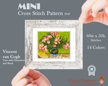 Mini cross stitch pattern Vincent van Gogh -Vase with Oleanders and Book- Famous painting Tiny masterpiece Small cross stitch PDF