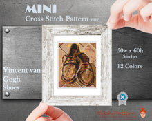 Mini Cross Stitch Pattern ART - Shoes- by Vincent van Gogh Famous painting masterpiece cross stitch PDF pattern Small Tiny Miniature art