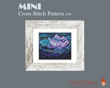 Mini Cross Stitch Pattern ART -Water Lilies- by  Claude Monet Famous painting cross stitch PDF pattern Small Tiny Miniature art