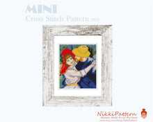 Mini cross stitch pattern Modern tiny art - Dance at Bougival - by Pierre-Auguste Renoir - Tiny famous painting Small masterpiece Famous Art