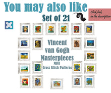 Mini cross stitch pattern Modern tiny art - The Poplars at Saint-Remy by Vincent van Gogh Famous art miniature painting Easy beginner PDF