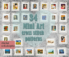 Mini cross stitch pattern Modern tiny art - Frida Kahlo portrait Famous painting Tiny miniature picture painting Easy cross stitch PDF